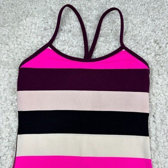Lululemon Power Y Tank Top Pow Stripe Raspberry Glo Striped - Picture 3 of 9